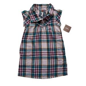 NWT Tea Collection Plaid Flannel Collared Dress Size 5